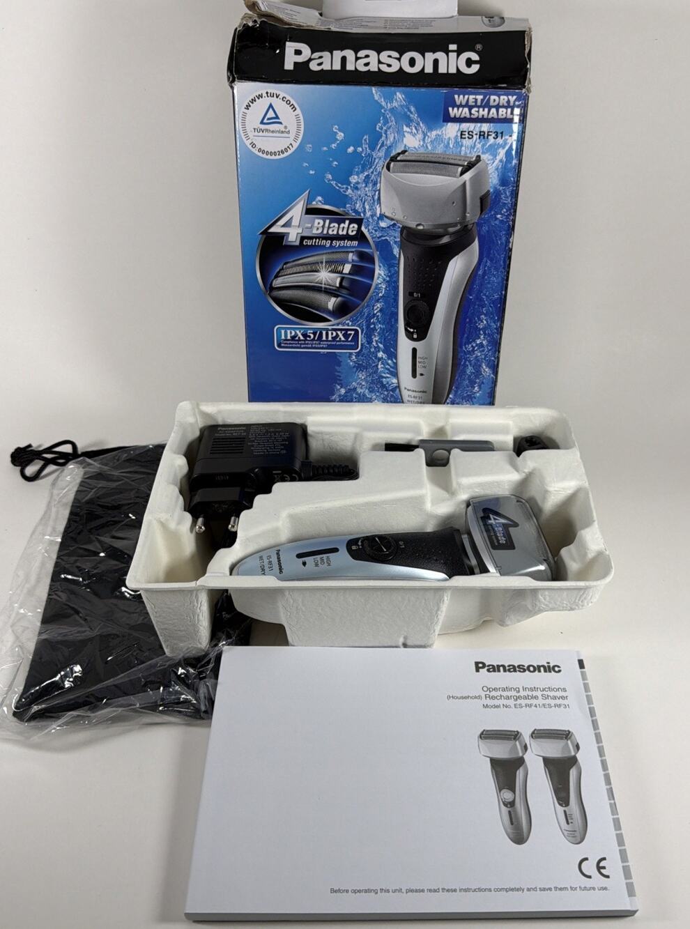 Panasonic ES-RF31 4 Blade Electric Shaver Wet & Dry - Open Box - Read